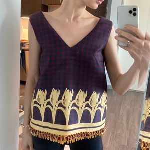 NEW Mother of Pearl embellished top wool silk